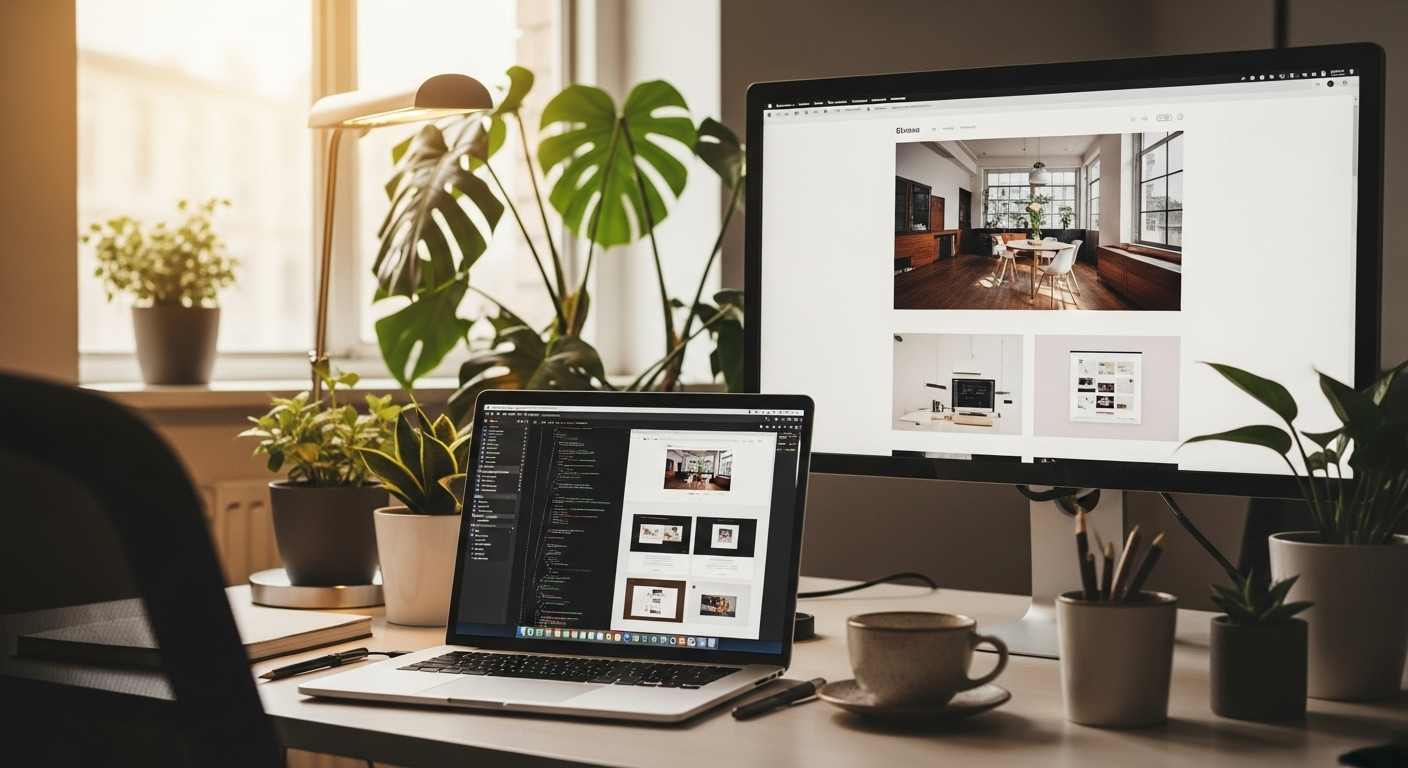 Modern workspace with laptop